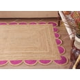thumbnail image 2 of Natural Scalloped Jute Area Rug Bohemian Scallop Boho Decor Area Handwoven Custom Rugs Decorative Rug Reversible Braided Rugs (Pink, 2.5x16 ft), 2 of 7