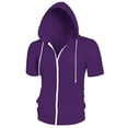thumbnail image 5 of INSPIRE CHIC Men's Short Sleeve Hoodies Solid Color Zip Up Jackets with Hood M Purple, 5 of 7
