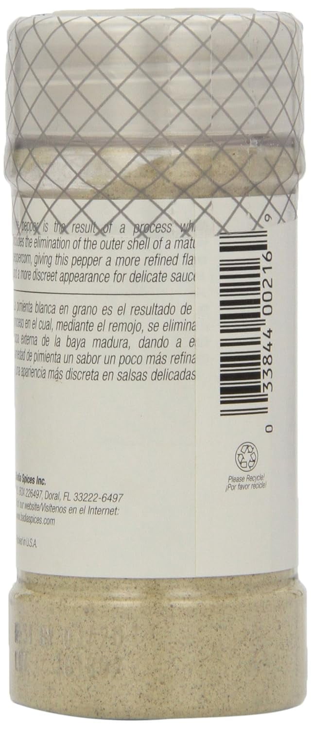 Pack of 8, Badia Ground White Pepper, 2 oz