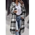 thumbnail image 2 of Women's Long Flannel Plaid Jacket Shacket Cozy Lapel Button Down Shirt Jacket Fuzzy Trench Coat, 2 of 6