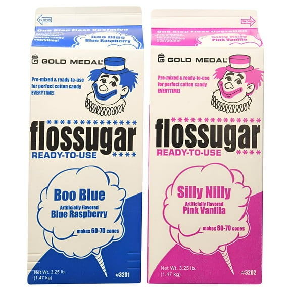 Cotton Candy Floss Sugar 2 Pack Pink Vanilla and Blue Raspberry