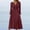 Wine, variant on Womens 2025 Casual Dress Button Down V Neck Pleated Long Sleeve Elegant Plain Midi Swing Dresses with Pockets