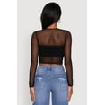 thumbnail image 5 of Womens Fishnet Long Sleeve Solid Crop Top, 5 of 5
