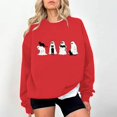 thumbnail image 2 of Wenini Women's Halloween Black Cats and Ghost Print Sweatshirt Long Sleeve Crew Neck Sweatshirt Casual Pullover Top, 2 of 7