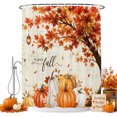 thumbnail image 2 of Hello Fall Shower Curtains for Bathroom, Thanksgiving Pumpkin Tree Maple Leaf Autumn Waterproof Fabric Shower Curtain, Decorative Bathroom Curtain for Bathtub, 72"x72", No Hooks Included, 2 of 9