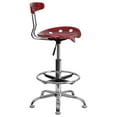 thumbnail image 3 of Vibrant Wine Red and Chrome Drafting Stool with Tractor Seat, 3 of 9