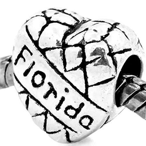 Florida Charm Heart European Bead Compatible for Most European Snake Chain Bracelet