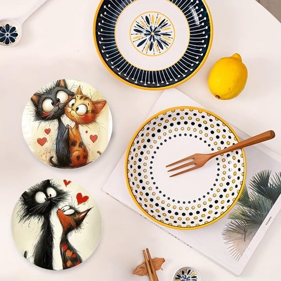 PEONAVET 6 Pcs Cup Coasters Set, Cute Colorful Wooden Printed Animal Coasterss for Beverages Tea Coffee, Tabletop Protection Mat for Home Decor