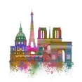thumbnail image 2 of Fab Funky  12x14 White Modern Wood Framed Museum Art Print Titled - Paris Skyline Rainbow Bright, 2 of 4