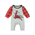 thumbnail image 3 of Matching Family Christmas Pajamas, Long Sleeve Letter Elk Raglan Tops + Plaid Pants Set Family Matching Pajamas Set, 3 of 10