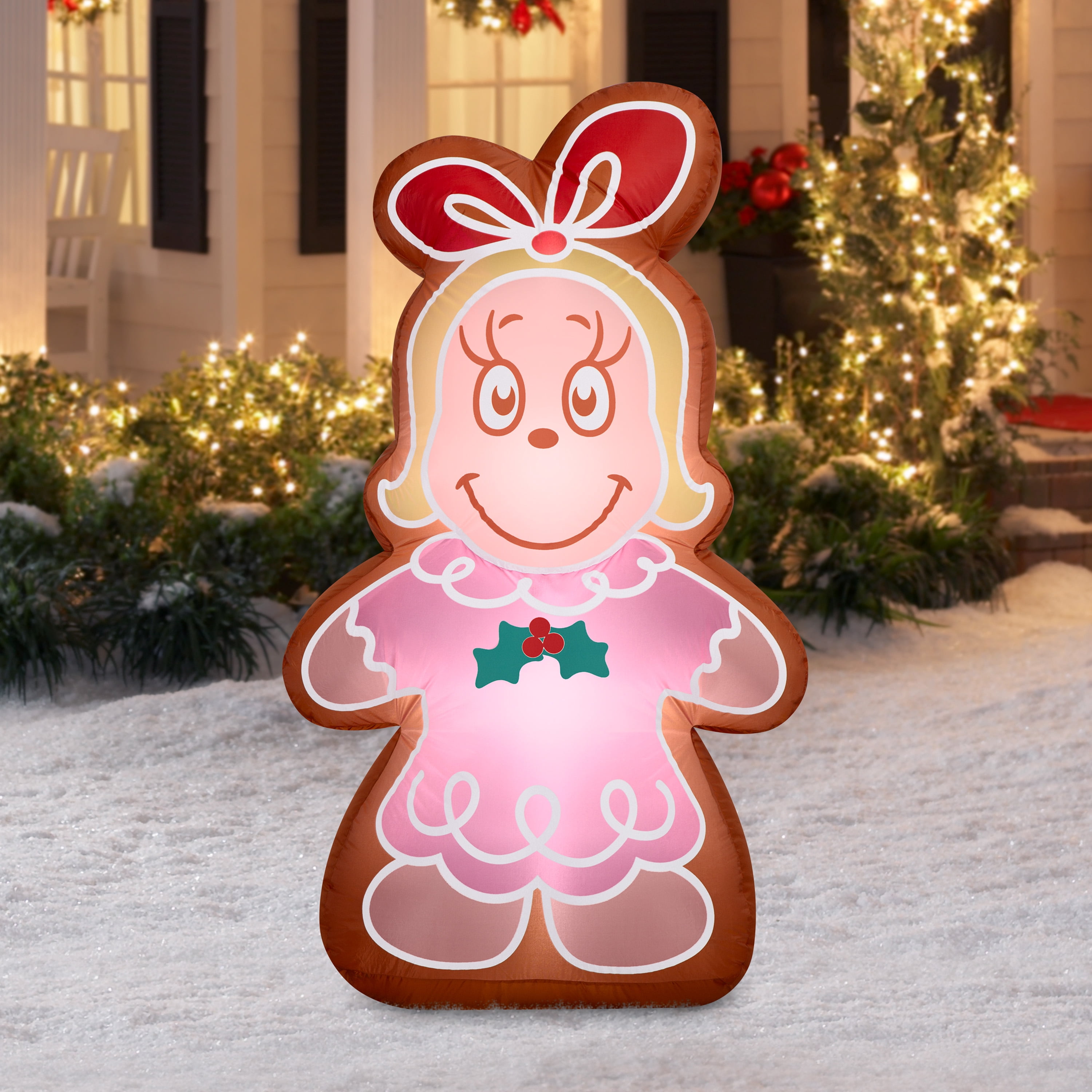 Airblown Christmas Yard Inflatable Light Photorealistic Cindy as Gingerbread Dr. Seuss, 5 ft