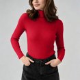 thumbnail image 4 of Xdegoge Turtleneck Tops for Women Long Sleeve Ribbed Knit Slim Fit Casual Basic Mock Neck Clothes Fall Winter Warm Comfy Layering Stretch Soft Sweaters, 4 of 9