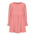 thumbnail image 3 of Mrat Womens Tunic Dress Casual Loose 3/4 Sleeve Crew Neck Flowy Pleated Mini Dresses5 Pink-a S, 3 of 5
