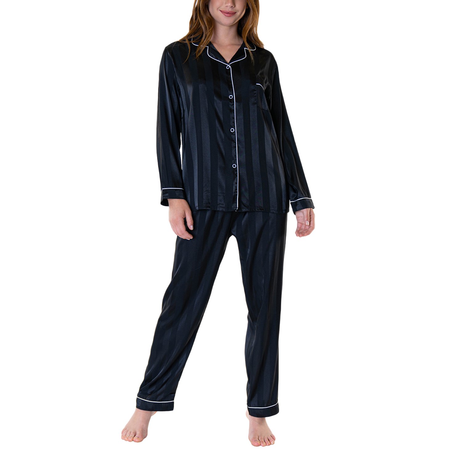 Pijama Satín Mujer 8564 Negro L