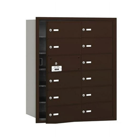 Salsbury 3612ZFP Salsbury 4Bplus Horizontal Mailbox Includes Master Commercial Lock - 12 B Doors - 11 Usable - Bronze - Front Loading - Private Access