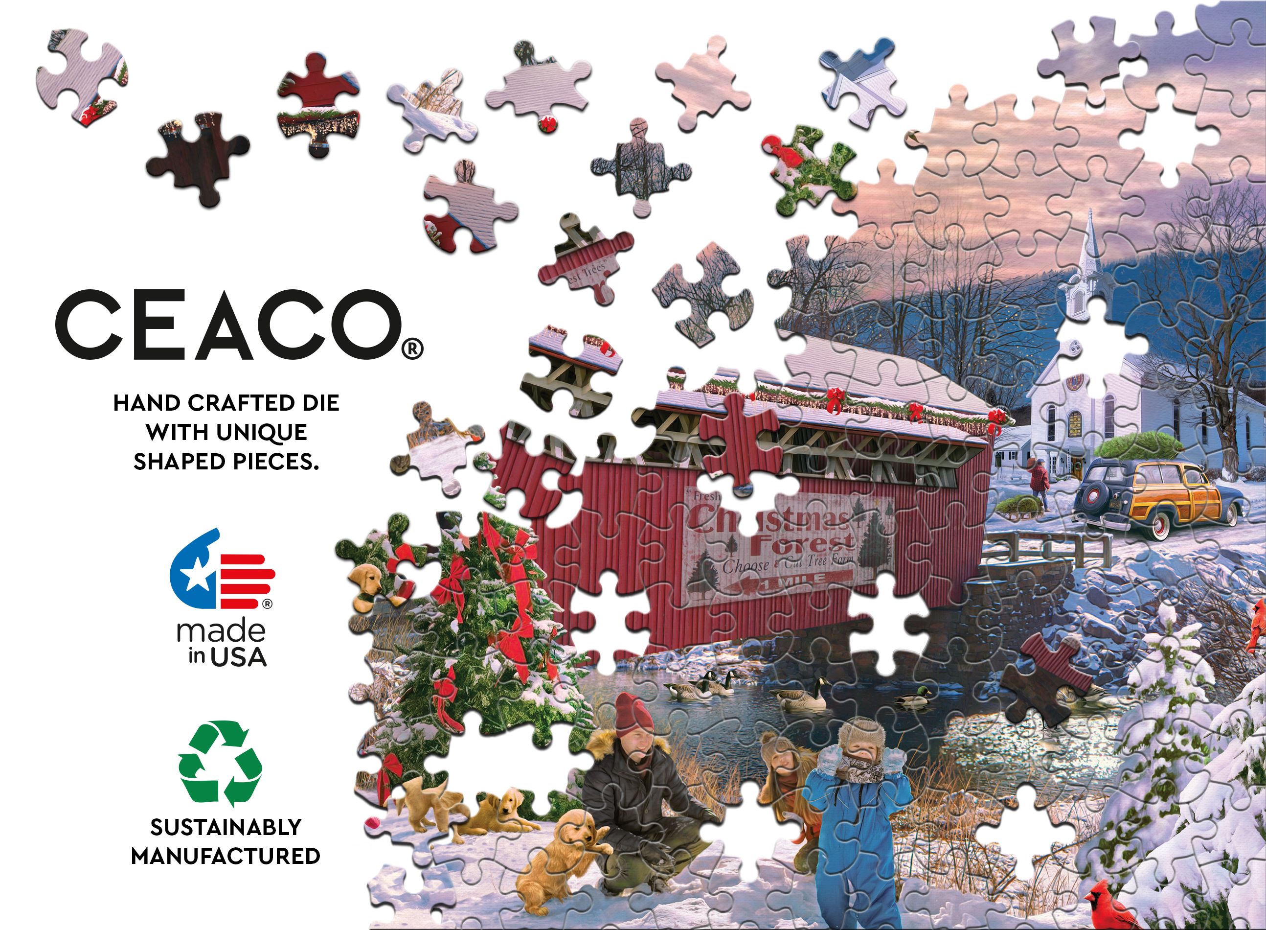 Ceaco 1000-Piece Classic Christmas Red Barn Interlocking Jigsaw Puzzle