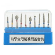 10pcs Dental Polishing Burs High Speed Stainless Steel Precise High Hardness Dental Drills Blue YZRC