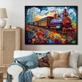 thumbnail image 1 of Designart train Oversized framed wall art decor, Train framed wall Art, Abstract Train curious Journey I , Multi-Color Modern black framed wall art, 32x16 inches black frame, 1 of 5
