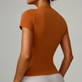 thumbnail image 4 of Tauxra Casual Short Sleeve Blouse for Women, Solid Color Round-Neck Summer Top, Soft Polyester and Spandex Fabric, Loose Fit Shirt for Daily Wear, 4 of 5