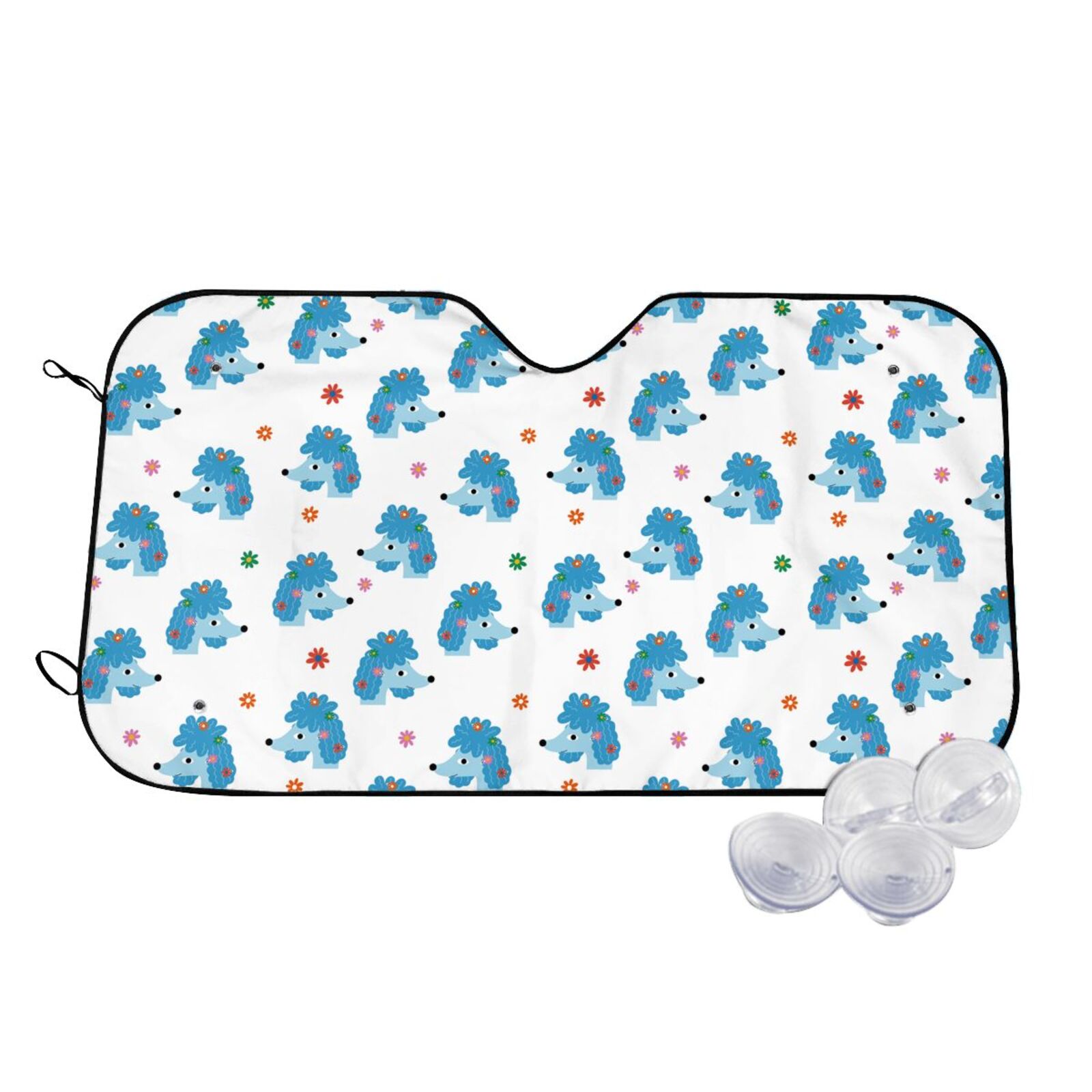 Lsque Cartoon Poodle Dog Car Windshield Sun Shade | Accordion Folding ...