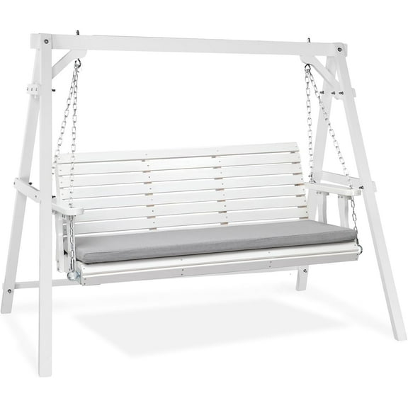 Ktaxon 5 FT Outdoor Porch Swing, Patio Hanging Swing with Extra Cushions Heavy Duty 880 LBS for Yard, Garden, Pool, Deck, White