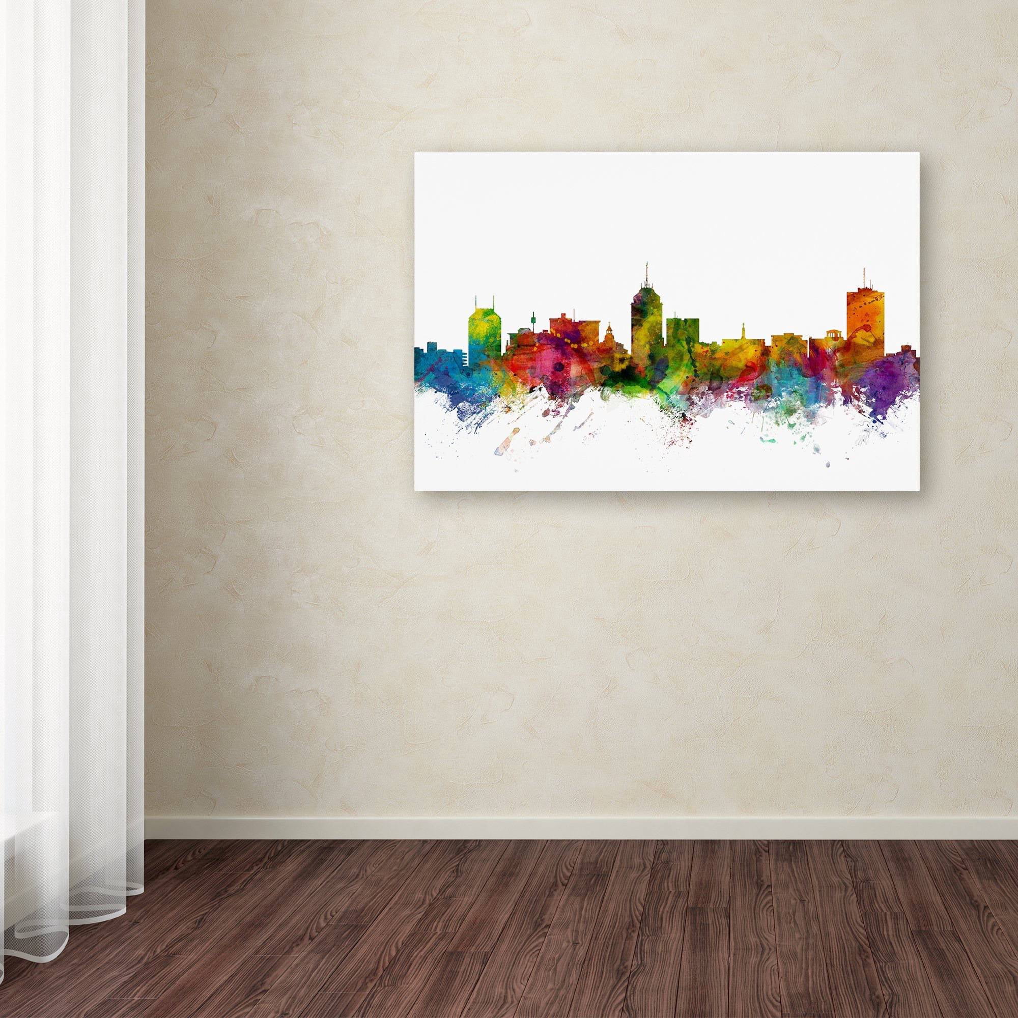 Trademark Fine Art "Fresno California Skyline" Canvas Art by Michael Tompsett