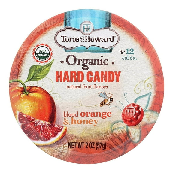 Torie & Howard Organic Hard Candy Blood Orange & Honey -- 2 oz Pack of 4