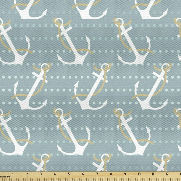 Anchor Nautical Fabric by the Yard Upholstery Decorative Fabric for DIY ...