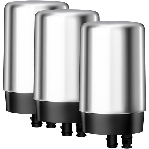 AQUA CREST 7027S Faucet Water Filter, Replacement for Brita® Filter, Brita® 36311 On Tap Water Filtration System, FR-200, FF-100, 100 Gallons, Chrome, 3 Pack
