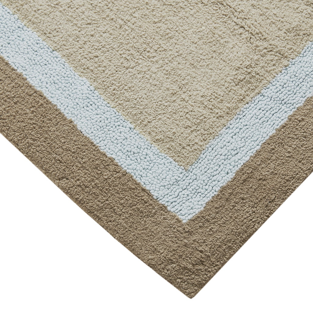 MAYEERTY Non-Slip Bathroom Rug, Medium Pile Cotton Tufted Bath Mat, Machine Washable, Blue, 27"W x 45"L