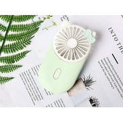Cute mini fan, portable USB charging, with LED light, 3-speed adjustable speed, suitable for indoor or outdoor activities 2810E green