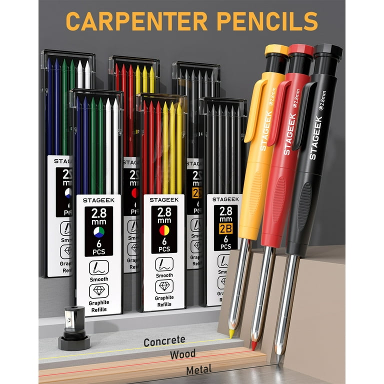 STAGEEK 34 Pack Carpenter Pencil Set with Sharpener & Markers