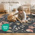 thumbnail image 4 of ODIKA 8'x10' Dark Floral Elegance with Art Nouveau Washable Area Rug Intricate Botanical Patterns Vintage Charm Non-Slip Chair-Friendly Mat for Dining Room, Large Office, Lounge, 4 of 7