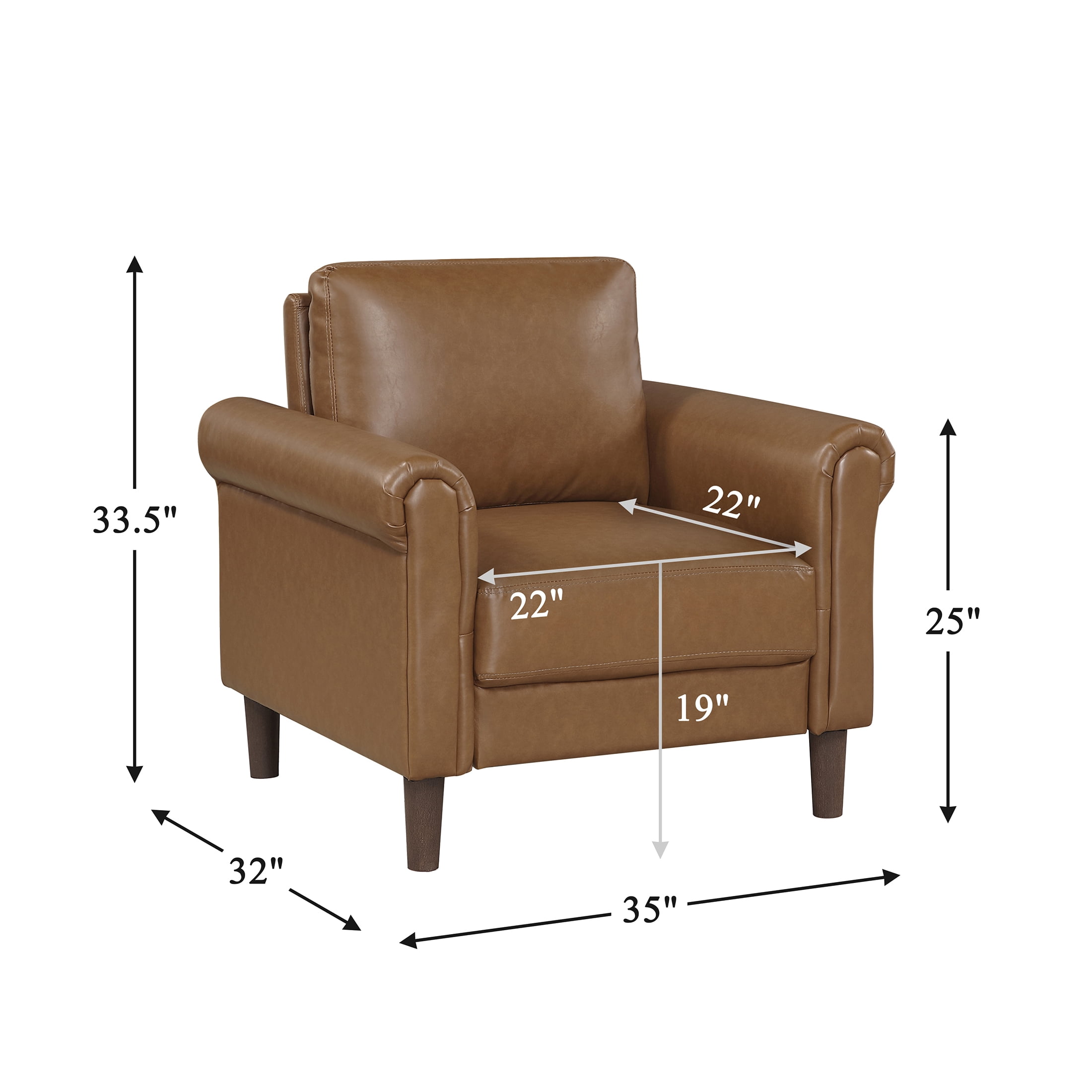 OakvillePark Marlinth Faux Leather Chair, Brown