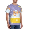thumbnail image 2 of Vsdgher Corgi Washing in Bathtub Print Men's Dry Fit Mesh Athletic Shirts Moisture Wicking Tennis T-Shirt Tops, 2 of 9