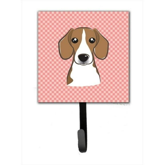 Checkerboard Pink Beagle Leash Or Key Holder, 4.25 W x 7 H In.
