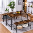 thumbnail image 5 of Chak’s Choice 3-Piece Dining Set: Combination table with two benches. Space-saving dining set ideal for compact spaces. Brown., 5 of 5