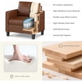 thumbnail image 6 of LAZZO Faux Leather Accent Chair, Mid-Century Modern Armchair with Tufted Seat and Armrests for Living Room and Office, Brown, 6 of 8