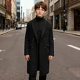thumbnail image 6 of Boys Wool Blend Long Jacket Notched Lapel Collar Double Breasted Trench Coat Fall Lightweight Peacoat with Pockets, 6 of 6