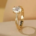 thumbnail image 3 of Jewelerix 14K Yellow Gold Plated Oval Moissanite Engagement Ring with Twisted Diamond Band – Classic Solitaire Ring for Women, 3 of 5