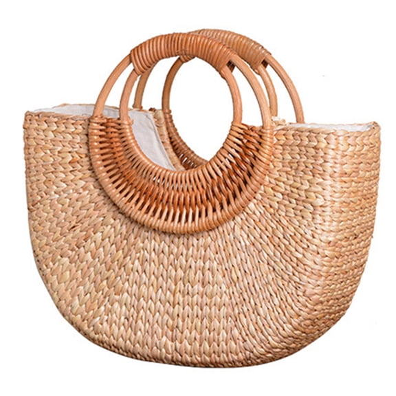 Women Straw Handbag Elegant Summer Beach Bag Woven Top Handle Bag Travel Tote Purse for Travel & Vacation