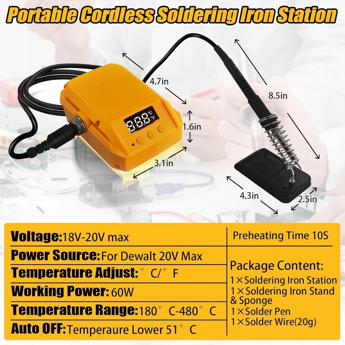 60W Cordless Soldering Station Soldering Iron Station Fast Heating for Dewalt