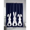 thumbnail image 5 of Fsddascl Easter Bunny Shower Curtain Set - Extra Long 72" x 96" Washable Bathtub Curtain with 12 Hooks, Cute Rabbit Family Vintage Navy Blue Abstract Waterproof Fabric Shower Curtains for Bathroom, 5 of 6