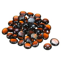 Uxcell Decorative Flat Glass Marbles 17-19mm Rock Vase Filler Dark Amber for Fish Tank Table Scatter Decor, 50Pcs