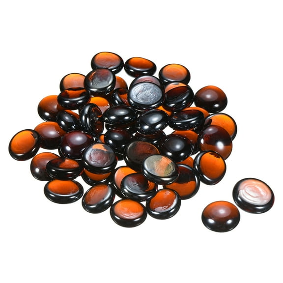 Uxcell Decorative Flat Glass Marbles 17-19mm Rock Vase Filler Dark Amber for Fish Tank Table Scatter Decor, 50Pcs