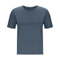 thumbnail image 4 of Womens Short Sleeve Tops Solid Color V-Neck Short Sleeved Casual T-Shirts Beach Vacation Clothes Travel Business Casual Outfits, 4 of 6
