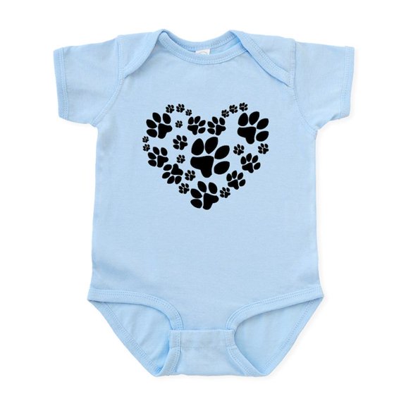 CafePress - Paws Heart Infant Bodysuit - Baby Light Bodysuit, Size Newborn - 24 Months