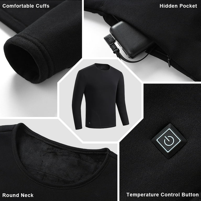 Electric Heated Underwear Set Fleece Lined Thermal Body Suit Men