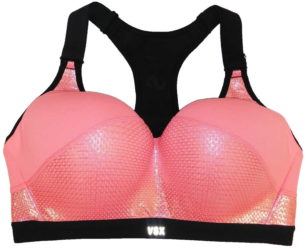 Victoria's Secret Sports Bra VSX Knockout Neon Pink Front Close 32c Damaged  for sale online