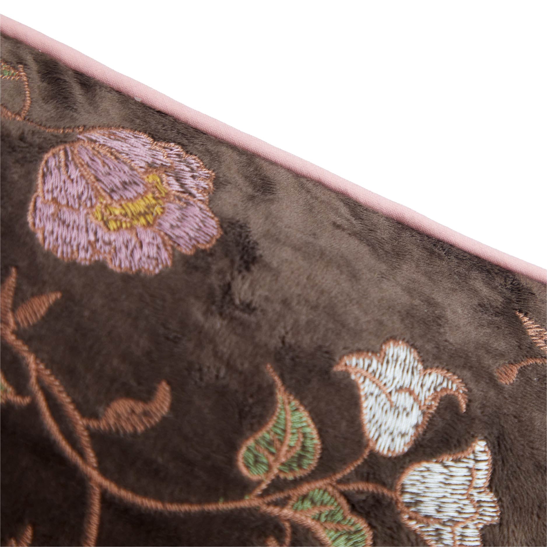 The Pioneer Woman Velvet Embroidered Floral Brown Decorative Pillow, 18 in x 18 in
